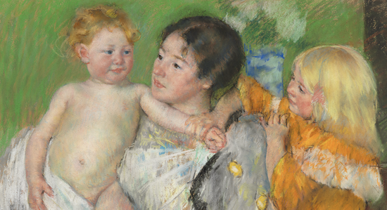 Mary Cassatt, After the Bath, 1901, pastel, 26 x 39 3_8 in (66 x 100 cm), Cleveland Museum of Art, Cleveland, OH, USA - deatil - feature image